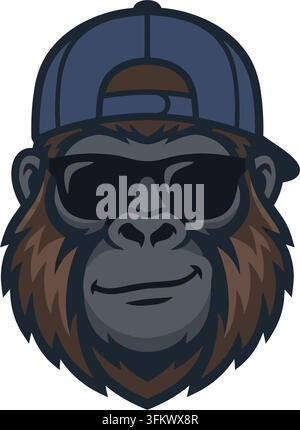 urious gorilla mascot logo vector, aggressive silverback ape esport design Stock Vector