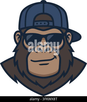 urious gorilla mascot logo vector, aggressive silverback ape esport design Stock Vector