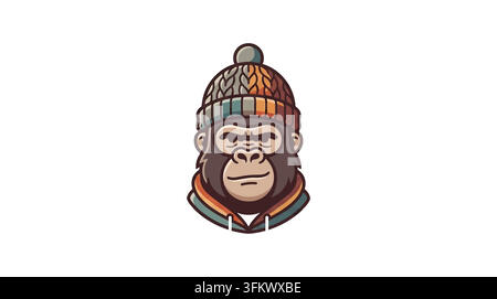 urious gorilla mascot logo vector, aggressive silverback ape esport design Stock Vector