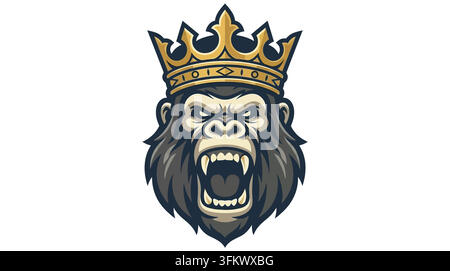 urious gorilla mascot logo vector, aggressive silverback ape esport design Stock Vector