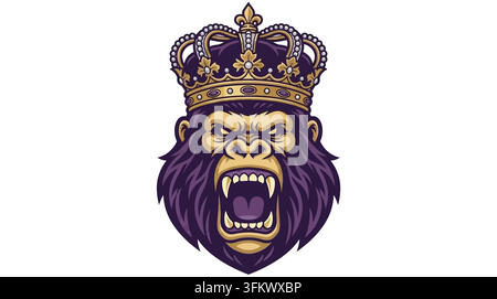 urious gorilla mascot logo vector, aggressive silverback ape esport design Stock Vector