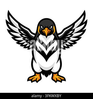 Penguin logo vector illustration, minimalist arctic bird silhouette concept Stock Vector