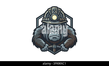 urious gorilla mascot logo vector, aggressive silverback ape esport design Stock Vector