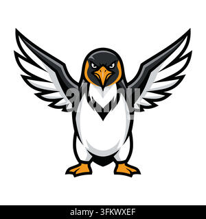 Penguin logo vector illustration, minimalist arctic bird silhouette concept Stock Vector