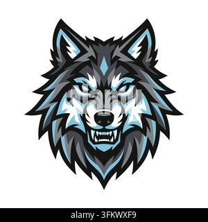 urious wolf mascot logo vector, aggressive alpha werewolf esport design Stock Vector