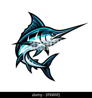 Furious shark mascot logo vector, aggressive ocean predator esport design Stock Vector