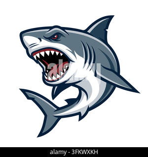 Furious shark mascot logo vector, aggressive ocean predator esport design Stock Vector