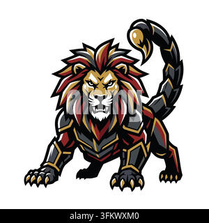 Leo and Scorpio zodiac vector design, lion and scorpion astrology symbol Stock Vector