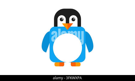 Penguin logo vector illustration, minimalist arctic bird silhouette concept Stock Vector