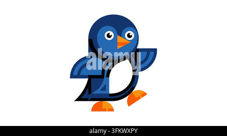 Penguin logo vector illustration, minimalist arctic bird silhouette concept Stock Vector