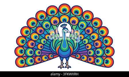 Peacock logo vector illustration, minimalist exotic bird silhouette concept Stock Vector