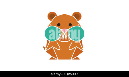Hamster logo vector illustration, minimalist small pet silhouette concept Stock Vector