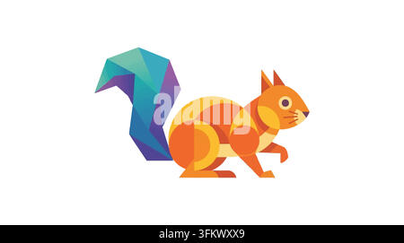 Squirrel logo vector illustration, minimalist wild animal silhouette concept Stock Vector