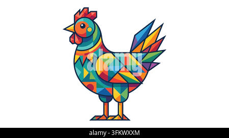 ooster logo vector illustration, fresh farm chicken silhouette concept Stock Vector