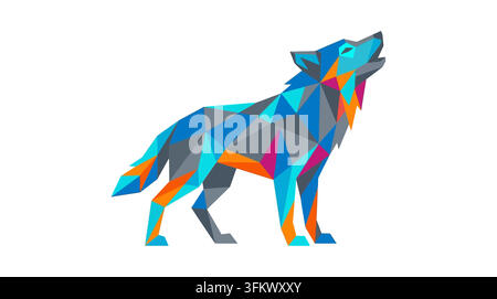 urious wolf mascot logo vector, aggressive alpha werewolf esport design Stock Vector