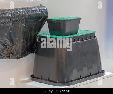 Heavy Duty Plastic Jumbo Rectangular Undergrond Irrigation Valve Box Garden Protection Stock Photo