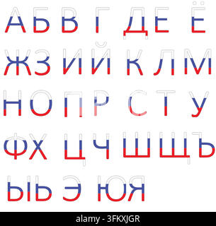 russian alphabet character with country flag color on white background for icon and fonts vector and illustration Stock Vector