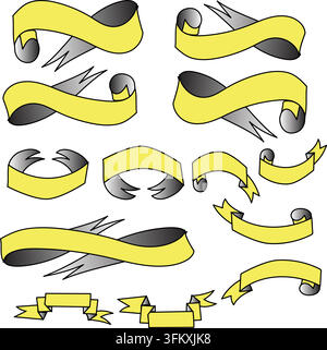 banner ribbon badge label poster collection simple design different shape isolated on white background vector and illustration Stock Vector
