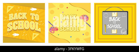Editable text effect, Back To School. School Time Announcement. Back to school text in chalkboard element with light bulb and pen educational elements Stock Vector