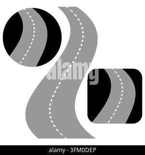 Asphalt road street highway map set with vector shape. eps 10. Stock Vector