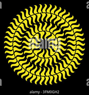 Circular spiral swirl wave mandala with yellow vector pattern. eps 10. Stock Vector
