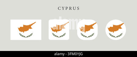 Cyprus national flag set in original proportion and different shapes styles. Official Cypriot symbol vector collection Stock Vector