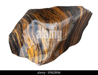 Mineral specimens from geological collection - polished brown Persian obsidian (volcanic glass) rock isolated on white background from Armenia Stock Photo