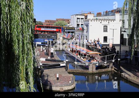 Popular tourist destination Camden Lock on Regents Canal in north London, UK. Stock Photo