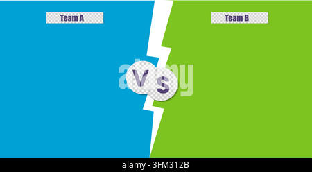 Flat blue green cartoon VS comic vector background. Competition design template. Versus battle comics style with two panels. Decorative cover space Stock Vector