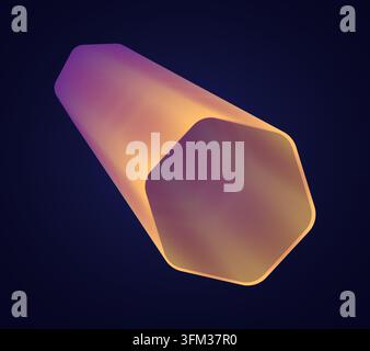 Futuristic hexagonal cyber tunnel with neon glow. Abstract sci fi portal pipe illustration Stock Photo