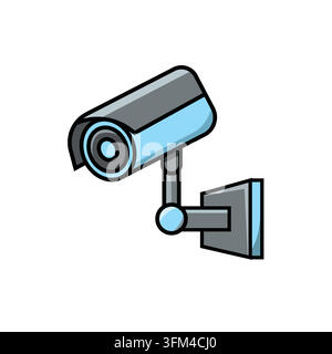 Digital surveillance camera illustration cctv camera vector featuring a sleek modern security camera with realistic glass lens details Stock Vector