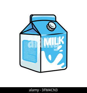 Milk in box floating cartoon vector icon illustration drink food icon isolated flat vector featuring a classic cardboard milk carton floating Stock Vector