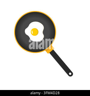 Cookware composition with top view of cutlery and frying pan with fried eggs vector illustration Stock Vector