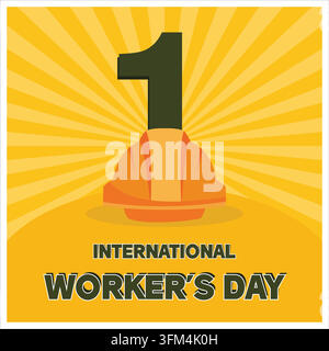 International Labor Day. Creative labor day. world labor day concept and safety helmet. flat vector modern illustration Stock Vector