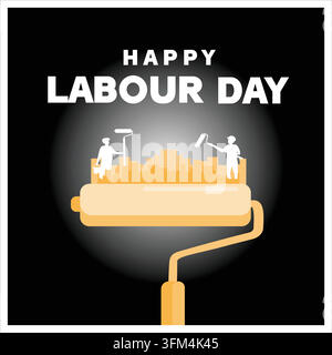 Happy Labor Day Posts and Greeting Cards. Celebration of International Labor Day. Labor Day Banner with Text. flat vector modern illustration Stock Vector