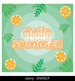 Colorful hello summer background design. Flat vector modern illustration Stock Vector