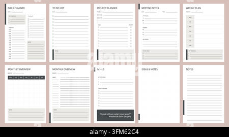 Daily planner template a4. To Do List Planner Page. Priorities and goals layout, notes and oth. Printable Daily Organizer. Stock Vector