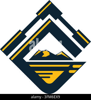 letter g logo with excavator concept, for heavy equipment branding, vector design Stock Vector