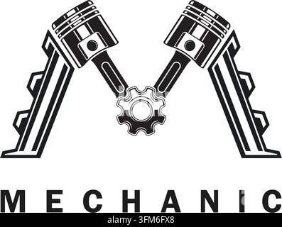 M letter piston gear logo icon vector concept design template web Stock Vector