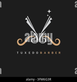 tuxedo haircut logo icon vector concept design template Stock Vector