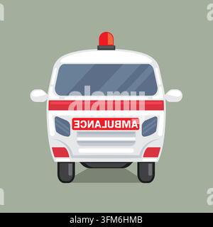 ambulance cartoon vector element front view design Stock Vector