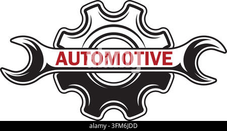 gear and wrench icon of Motor vehicle workshop logo vector concept design template Stock Vector