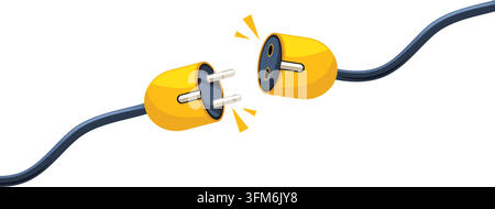 cartoon of a disconnected power plug or icon for lost signal or also an error icon for an internet site Stock Vector