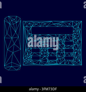 Fax low poly triangulation triangulated polygonal electric cyan blue vibrant aqua neon color vector illustration image outline contour line style Stock Vector