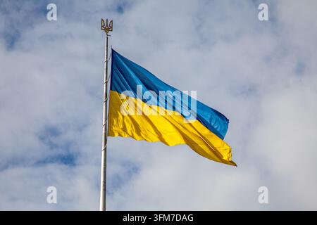 Ukrainian flag, in Kyiv, Ukraine Stock Photo
