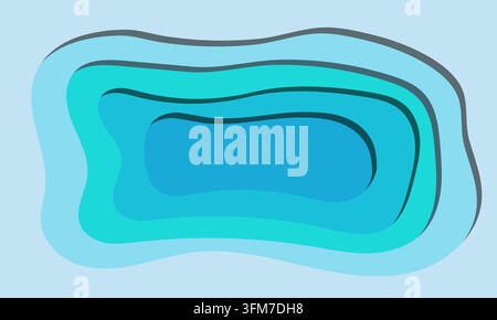 Abstract graphic design featuring layered, flowing shapes in various shades of blue. The composition evokes a sense of depth, possibly representing ge Stock Vector