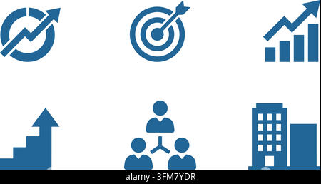 Business Growth and Financial Target Vector Icon Set Stock Vector