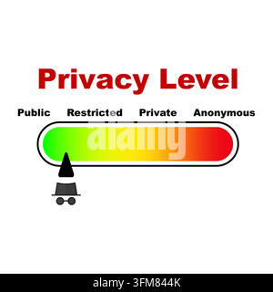 Privacy level progress bar meter with gradient vector slider Stock Vector