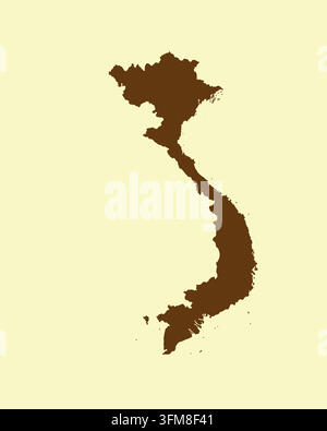 Map of Vietnam, sign silhouette. World Map Globe. Vector Illustration isolated on color background. Asian continent Stock Vector