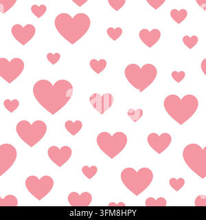 Hearts seamless pattern. Repeating love background. Repeated scattered hearts for design prints.  I love you symbol. Happy Valentine's Day. Stock Vector